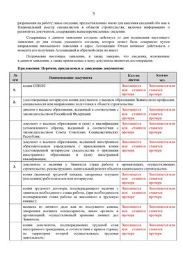 Образец заполнения заявления в НРС строителей. Страница 5 Челябинск Специалисты для СРО НРС - внесение и предоставление готовых